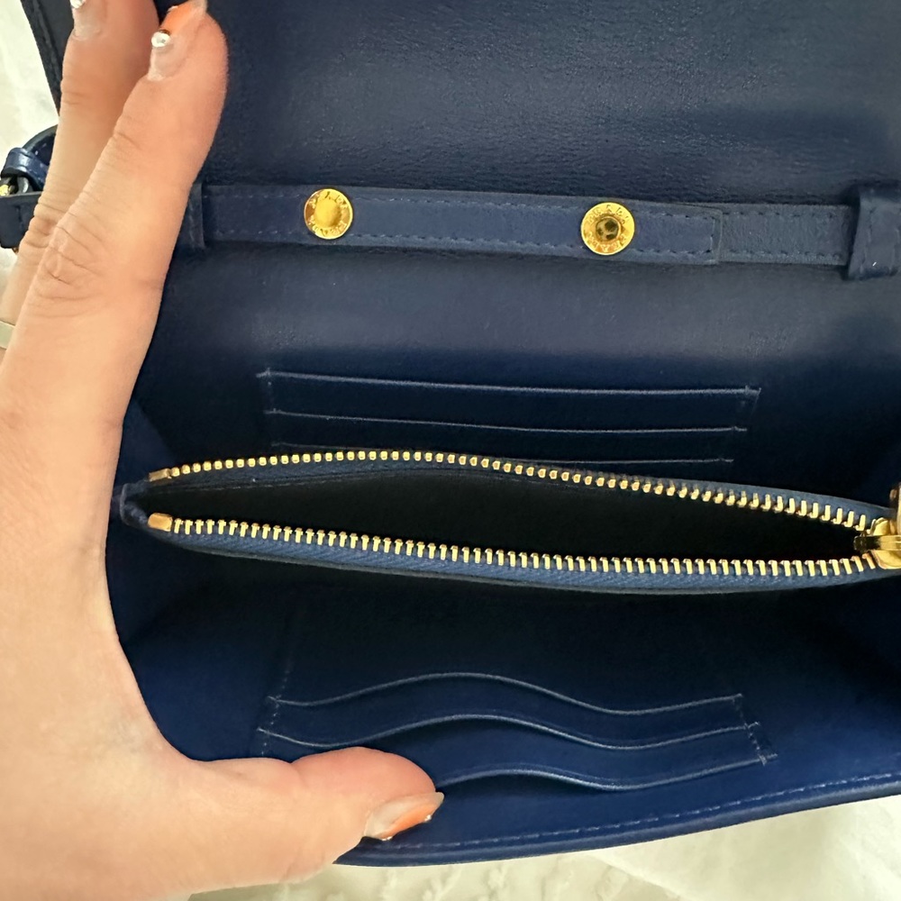 PRADA 1M1437 Quilted Nylon Leather Shoulder Bag Wallet Purse Blue - Picture 2 of 7